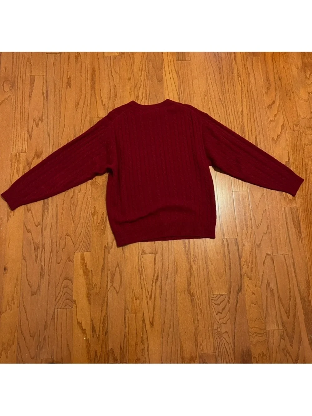 Neiman Marcus 100% Cashmere Sweater XL Red Cable Knit Luxury Designer